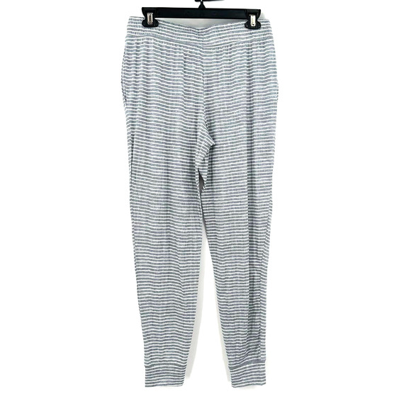 NWT size medium gray white‎ striped jogger sweats pajama bottoms pants tie waist - Picture 2 of 5